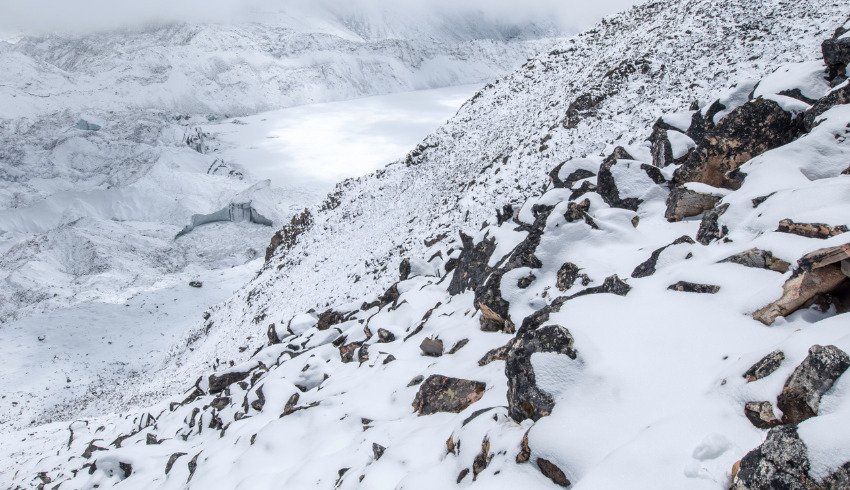 Lake during island peak climbing